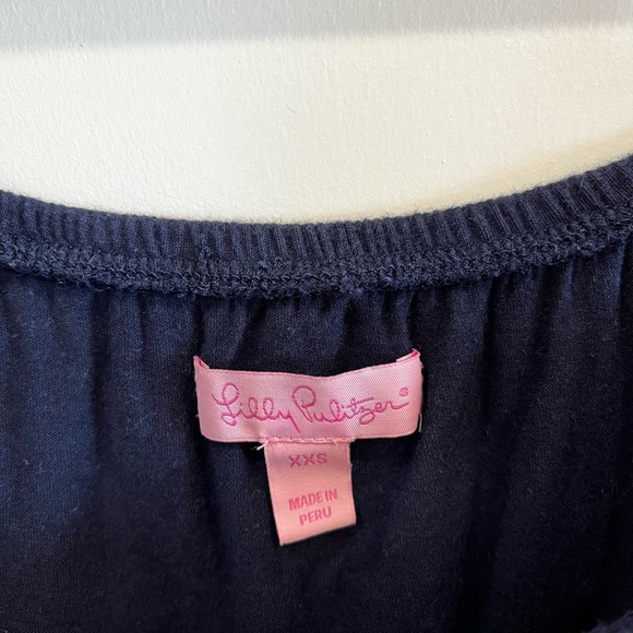 Lilly Pulitzer Tamiami Off The Shoulder Navy Blue Tank Top Size XXS - Picture 4 of 4